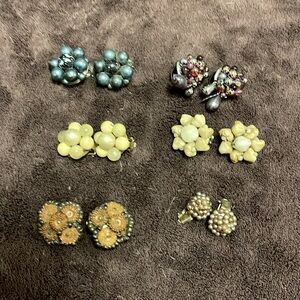 Vintage Clip on Earrings 6 pairs